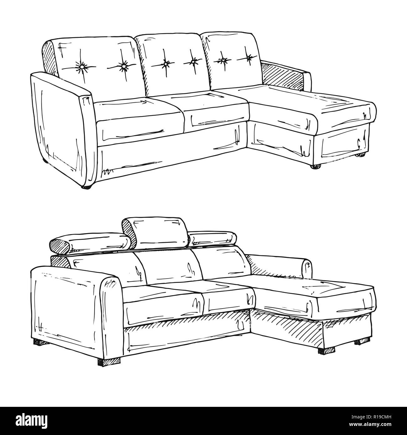 Set of sofas isolated on white background.Vector illustration in a