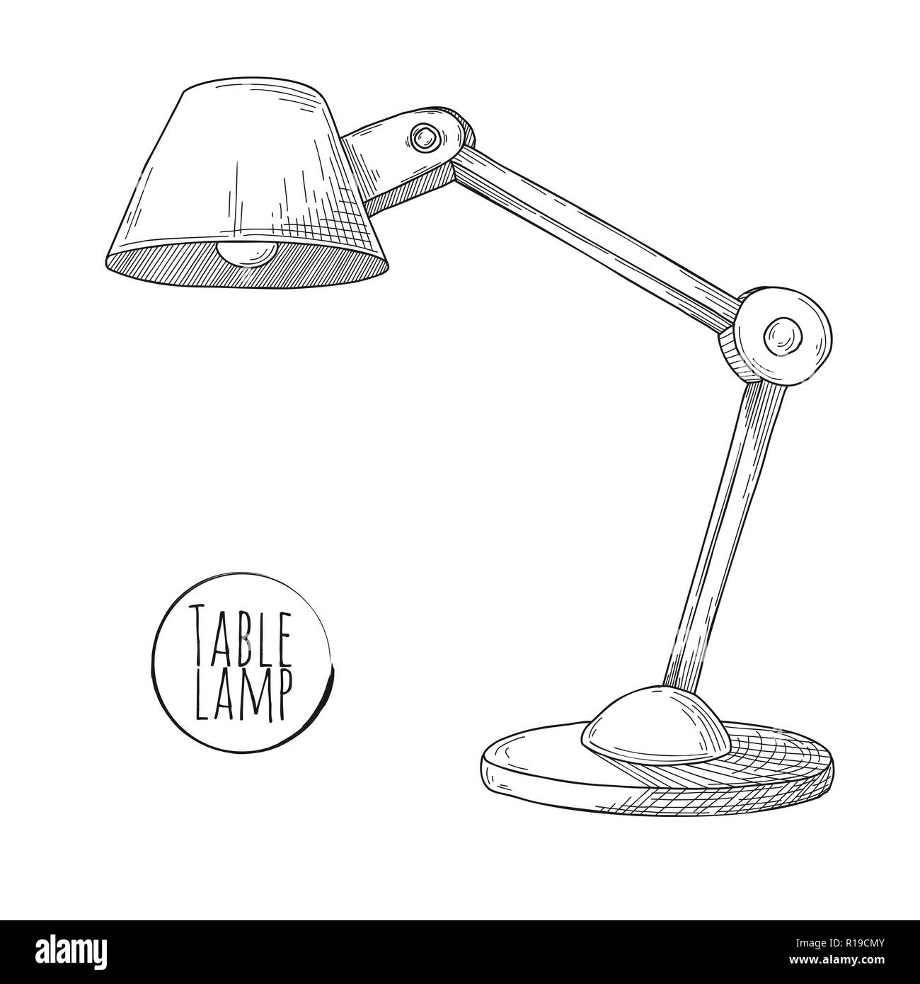 Table Lamp Sketch Stock Illustration - Download Image Now - Arts Culture  and Entertainment, Backgrounds, Black Color - iStock