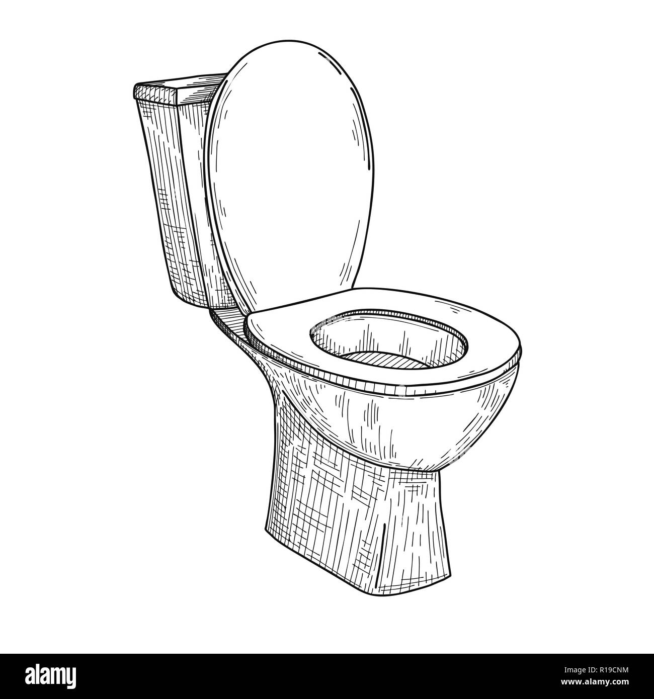 Sketch of toilet bowl isolated on white background. Vector Stock Vector  Image & Art - Alamy