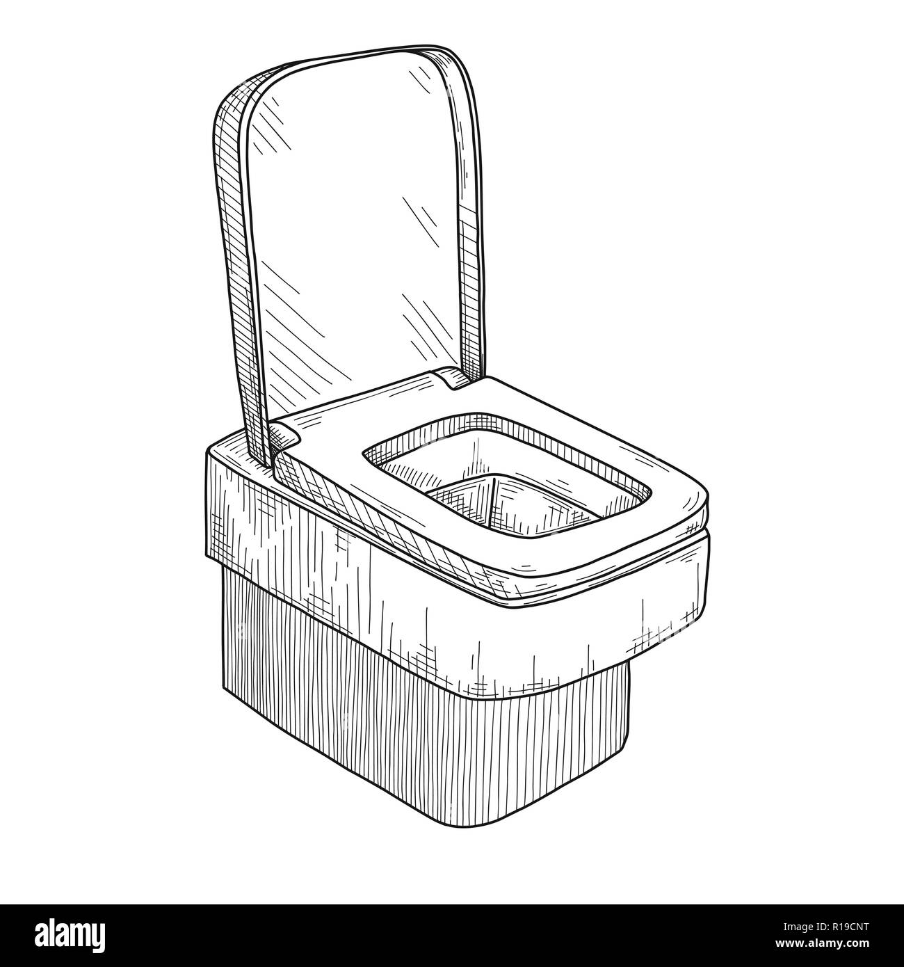 Sketch of toilet bowl isolated on white background. Vector Stock Vector  Image \u0026 Art - Alamy, image size:1300x1390