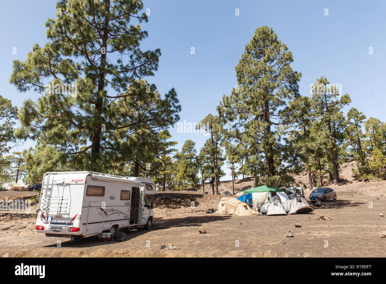 Chio recreation area and campsite (Tenerife island Stock Photo Alamy
