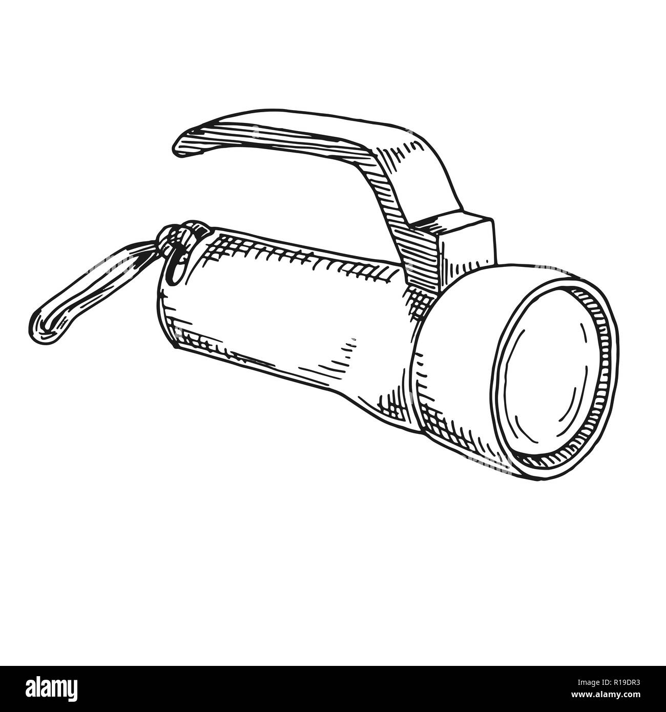 Sketch of a flashlight isolated on a white background. Vector Stock Vector  Image & Art - Alamy
