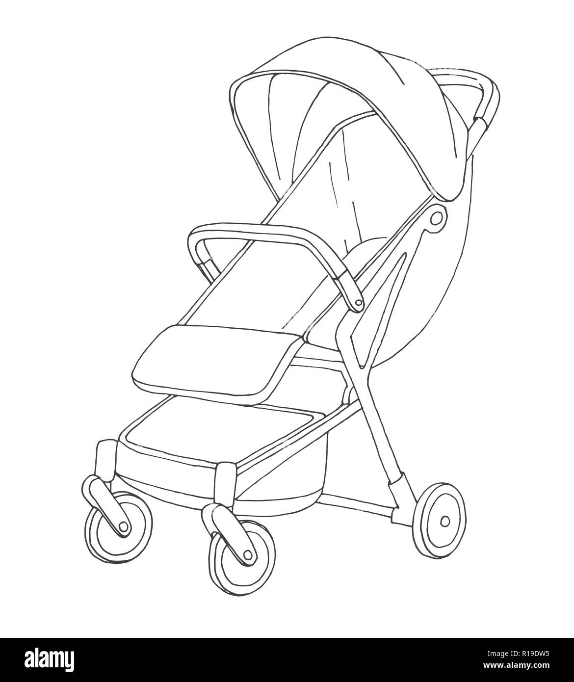 Sketch stroller for walks. Vector illustration Stock Vector Image & Art