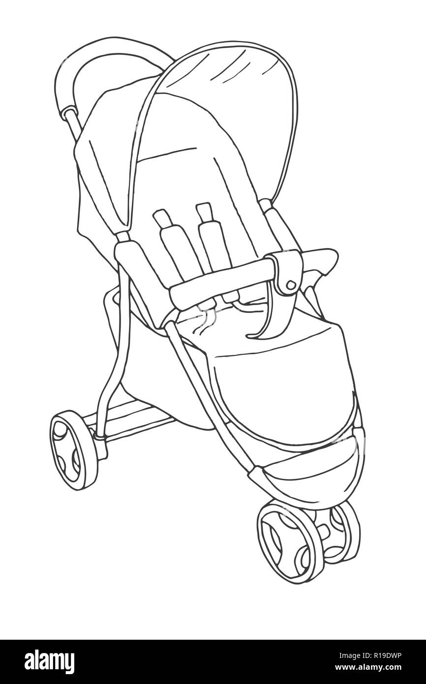 Baby stroller for babies Sketch Vector Stock Vector  Adobe Stock