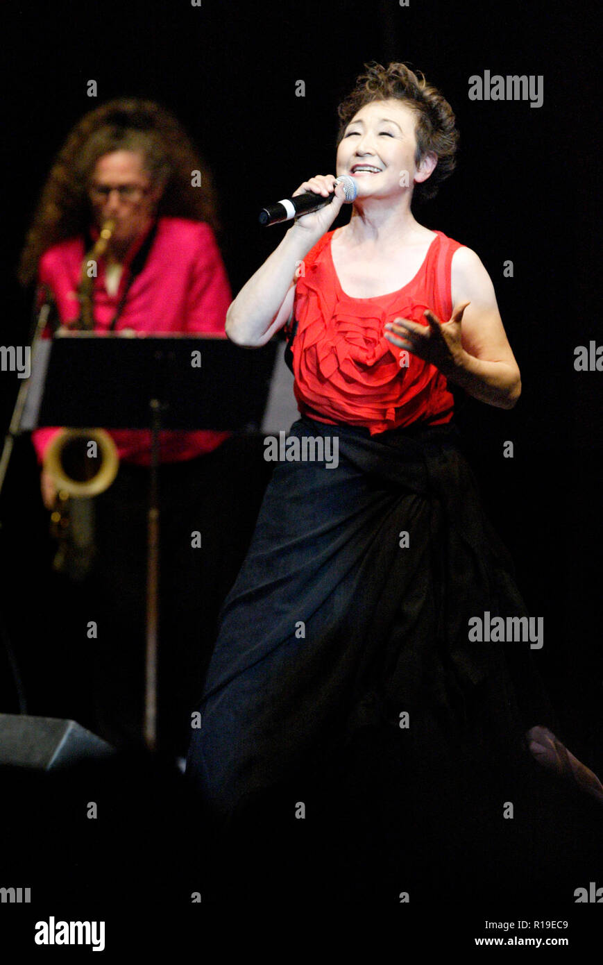 Tokiko Kato, Japanese singer and Goodwill Ambassador for the United Nations Environment Programme, performing live in concert at Sydney Congress Hall. Sydney, Australia. 20.08.08. Stock Photo