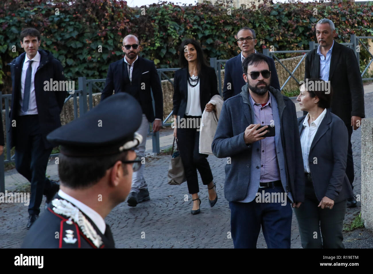 Mayor of Rome and member of the Five Star Movement (M5S), Virginia Raggi seen leaving the courthouse after being discharged of accusations of corrupt hiring practices. Rome's public prosecutor on Friday requested a ten-month jail term for Virginia Raggi, who became the city's first female mayor in 2016. Virginia Raggi was accused of making false statements regarding the appointment of Renato Marra as Rome's tourism chief. Stock Photo