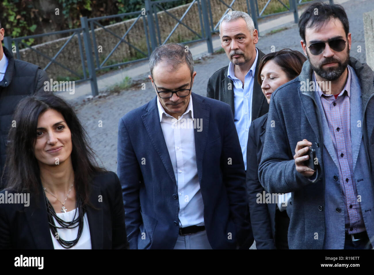 Mayor of Rome and member of the Five Star Movement (M5S), Virginia Raggi seen leaving the courthouse after being discharged of accusations of corrupt hiring practices. Rome's public prosecutor on Friday requested a ten-month jail term for Virginia Raggi, who became the city's first female mayor in 2016. Virginia Raggi was accused of making false statements regarding the appointment of Renato Marra as Rome's tourism chief. Stock Photo
