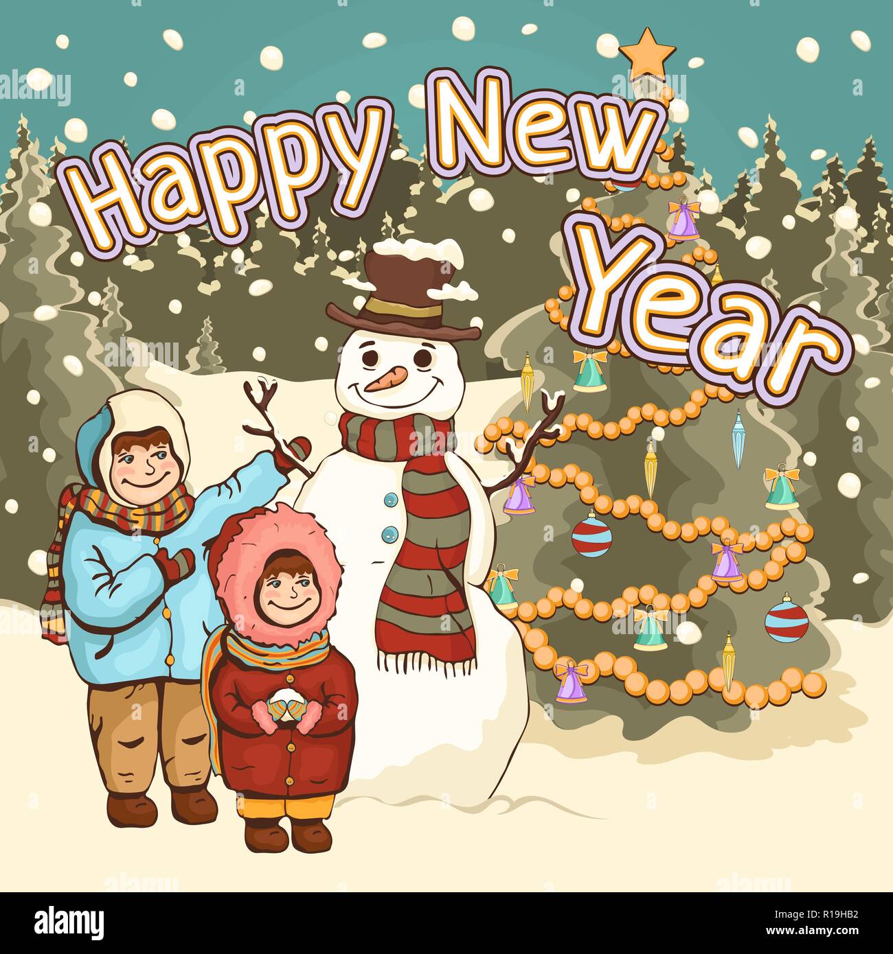 Children make snowman, happy New Year card, poster, cartoon colorful drawing, vector illustration. Cute boy and girl, funny snowman on the background Stock Vector Image & Art - Alamy Children make snowman, happy New Year card, poster, cartoon colorful drawing, vector illustration. Cute boy and girl, funny snowman on the background Stock Vector Image & Art - Alamy