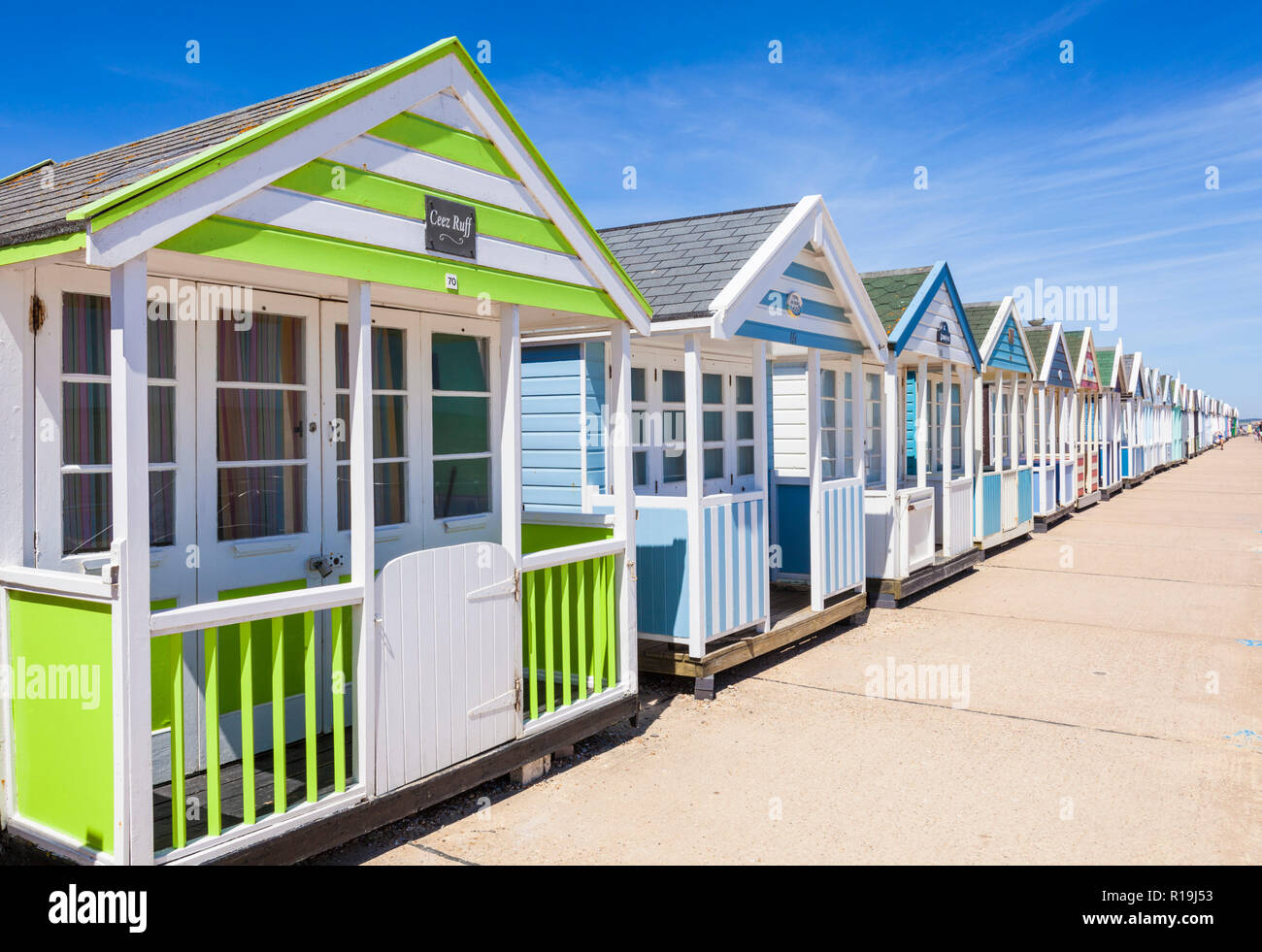 Southwold beach huts brightly painted beach huts Southwold beach North