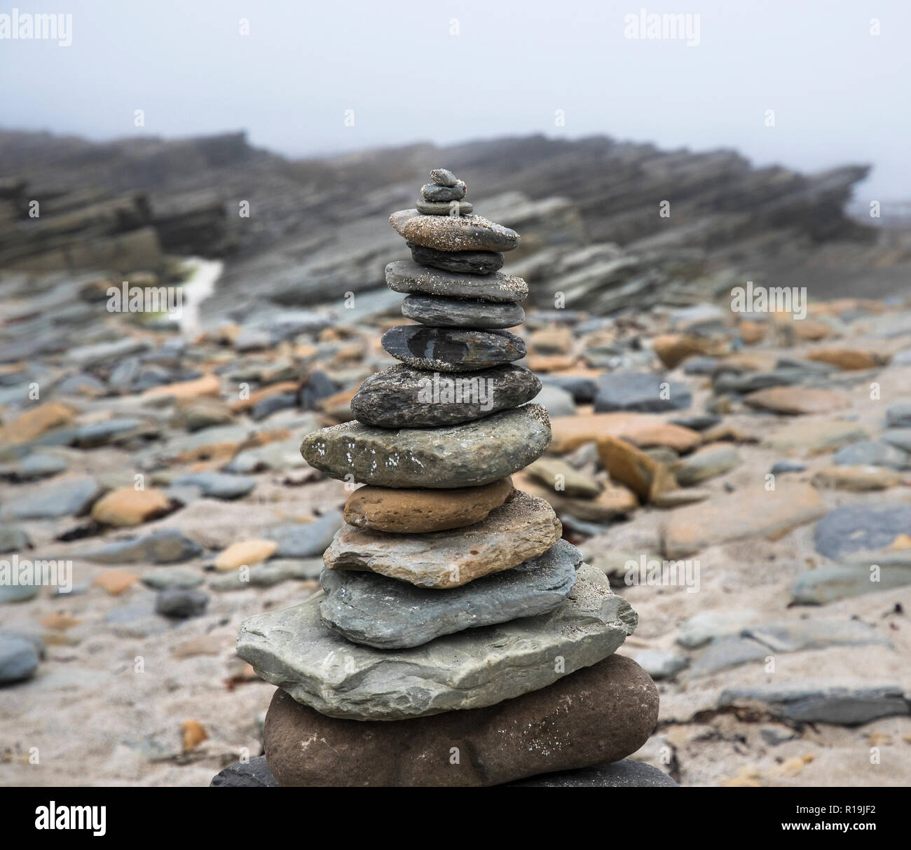 Stone-Stacking specimins, Birsay, orkney Stock Photo