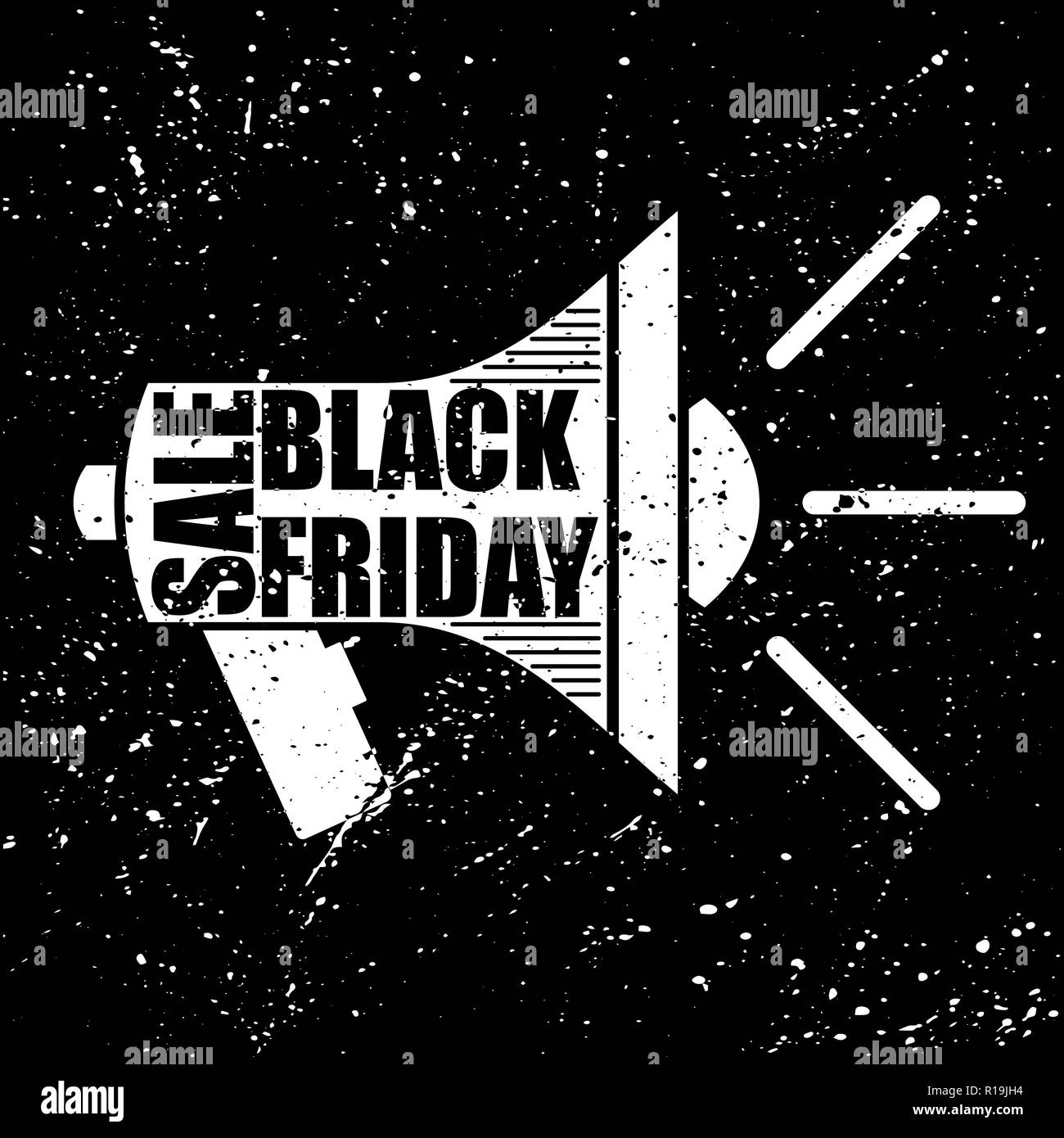 White grunge speaker with black friday promo text Stock Vector
