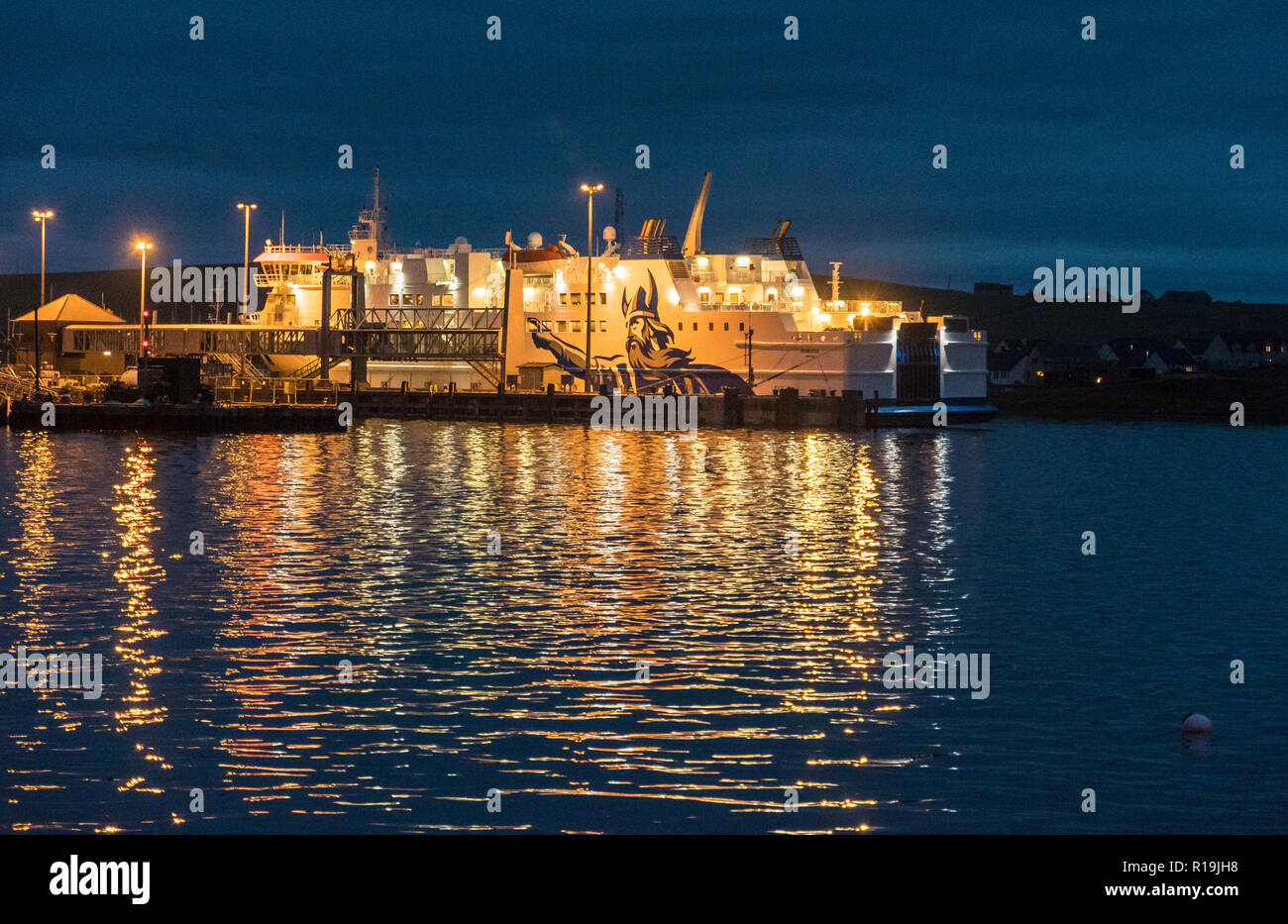 Stromness Harbour at Dusk, Orkney Stock Photo