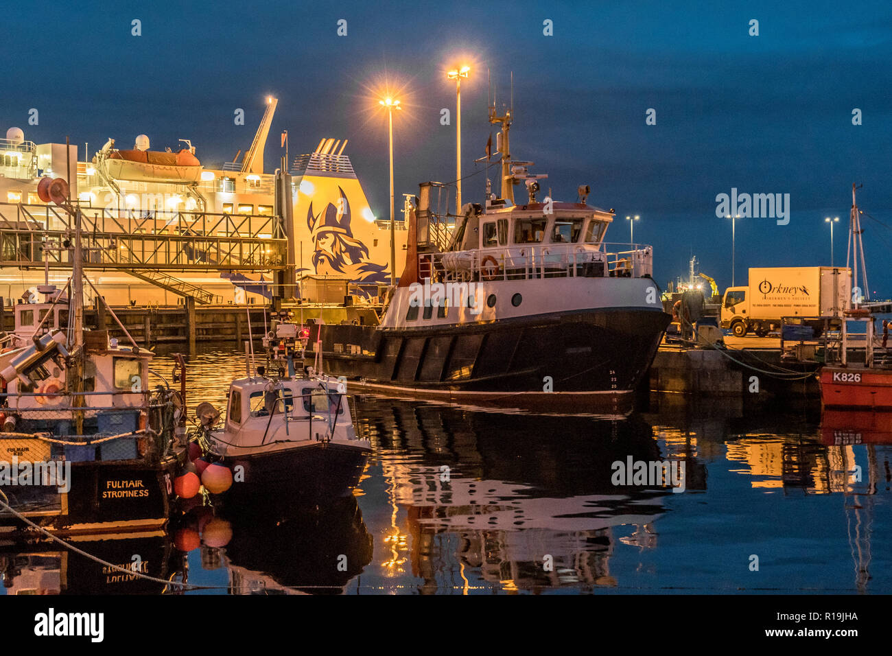 Northlink Ferry in Stromness Harbour, Orkney Stock Photo