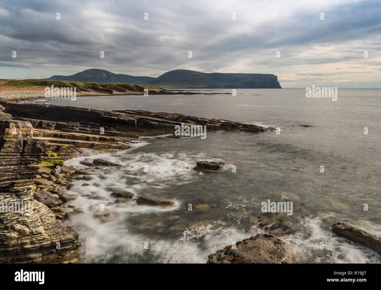 View to Hoy by shore near Outertown, Orkney Mainland Stock Photo
