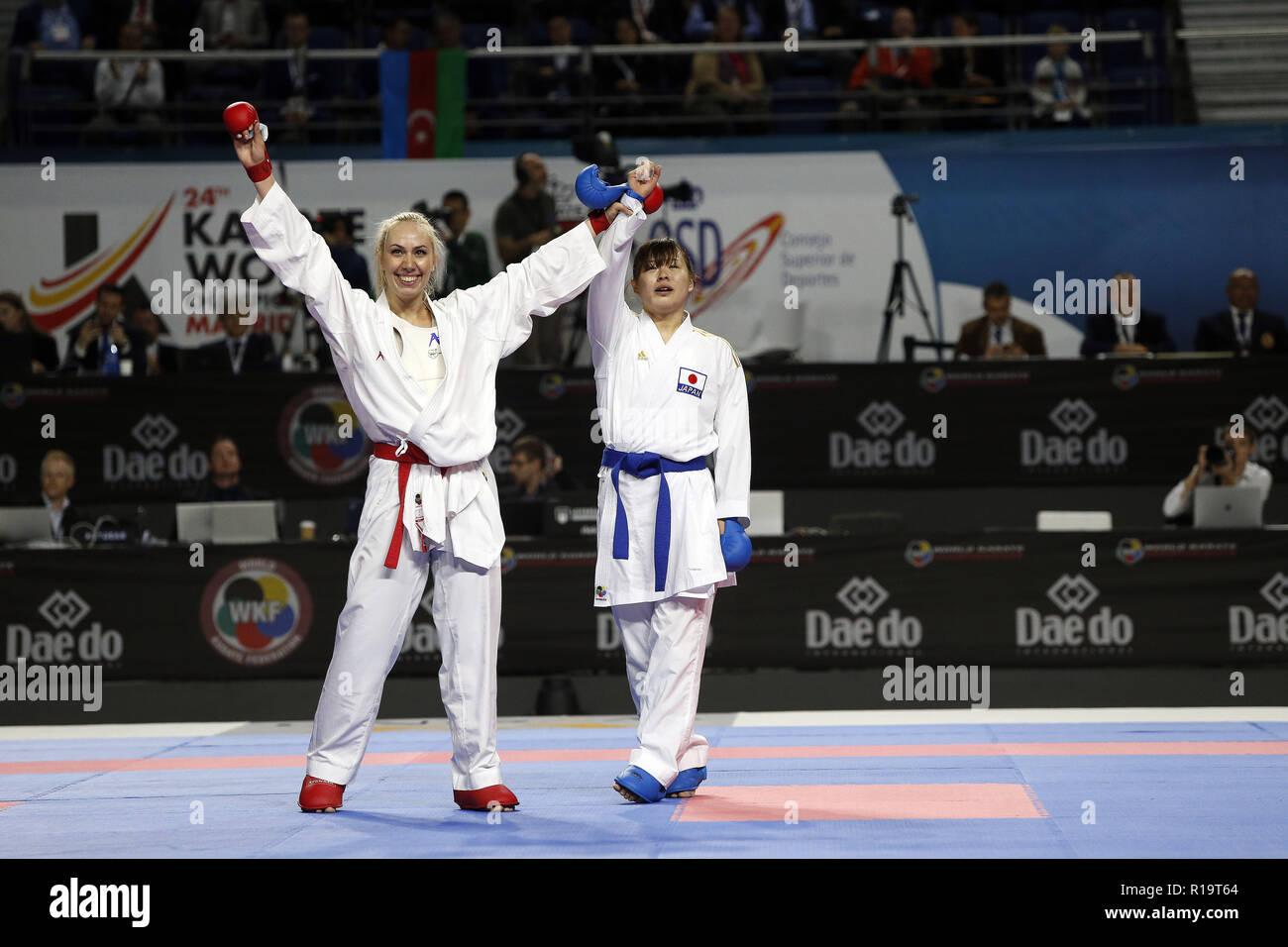 Madrid Madrid Spain 10th Nov 18 Greek Karateka Eleni Chatziliadou Seen Celebrating After Defeating The Japanese