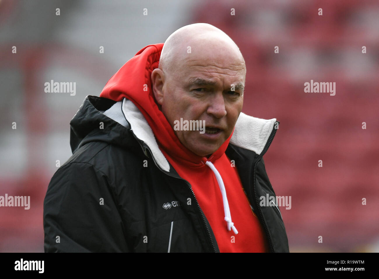 Racecourse Ground, Wrexham, UK. 10th Nov, 2018. ; Rugby League World Cup Qualifier, Captains run, Wales v Ireland ; John Kear head coach of Wales Credit: Richard Long/News Images Credit: News Images /Alamy Live News Stock Photo