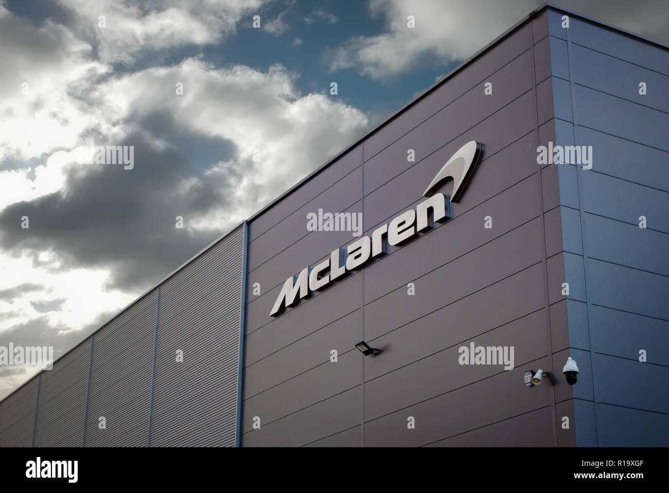 Dramatic images and sky at the new McLaren car factory building on the AMRC at Sheffield / Rotherham Stock Photo