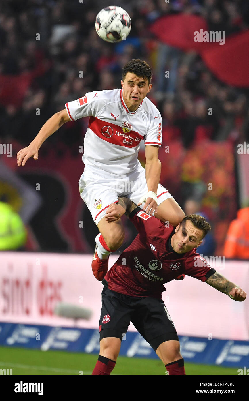 Marc Oliver Kempf Vfb Stuttgart Action Duels Versus Robert Bauer 1 Fc Nuremberg Soccer 1 Bundesliga 11 Matchday Matchday11 1 Fc Nuremberg N Vfb Stuttgart S 0 2 On 10 11 18 In Nuernberg Germany Max Morlock Stadium