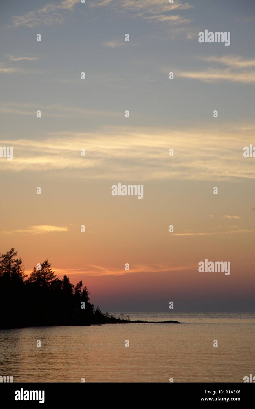 Sunset over lake in Ontario, Canada Stock Photo