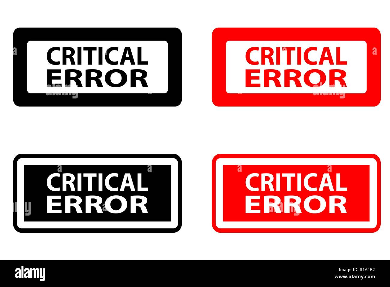 Critical error  - rubber stamp - vector - black and red Stock Vector
