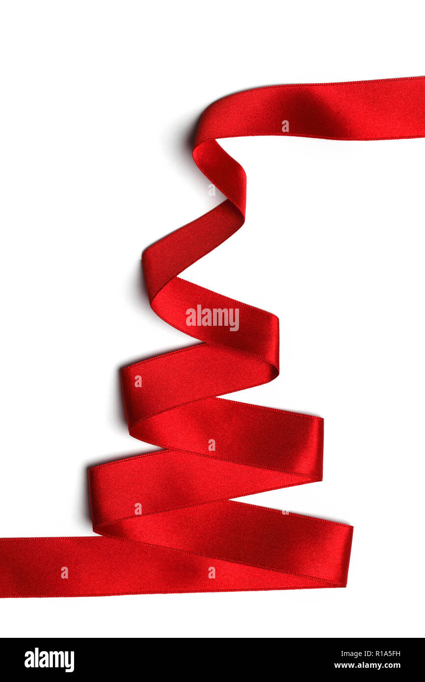 Stylized red ribbon Christmas tree isolated on white background Stock ...