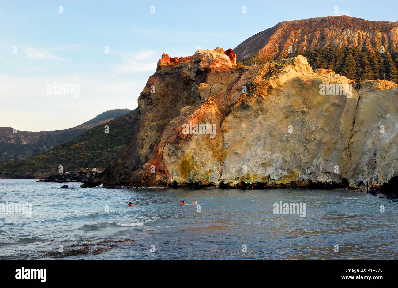 Aeolian islands, Sicily, Italy. Island of Vulcano, the sea by the