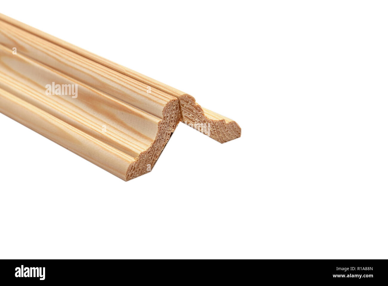 Different wooden plinth. Industrial sample, isolated on white Stock Photo