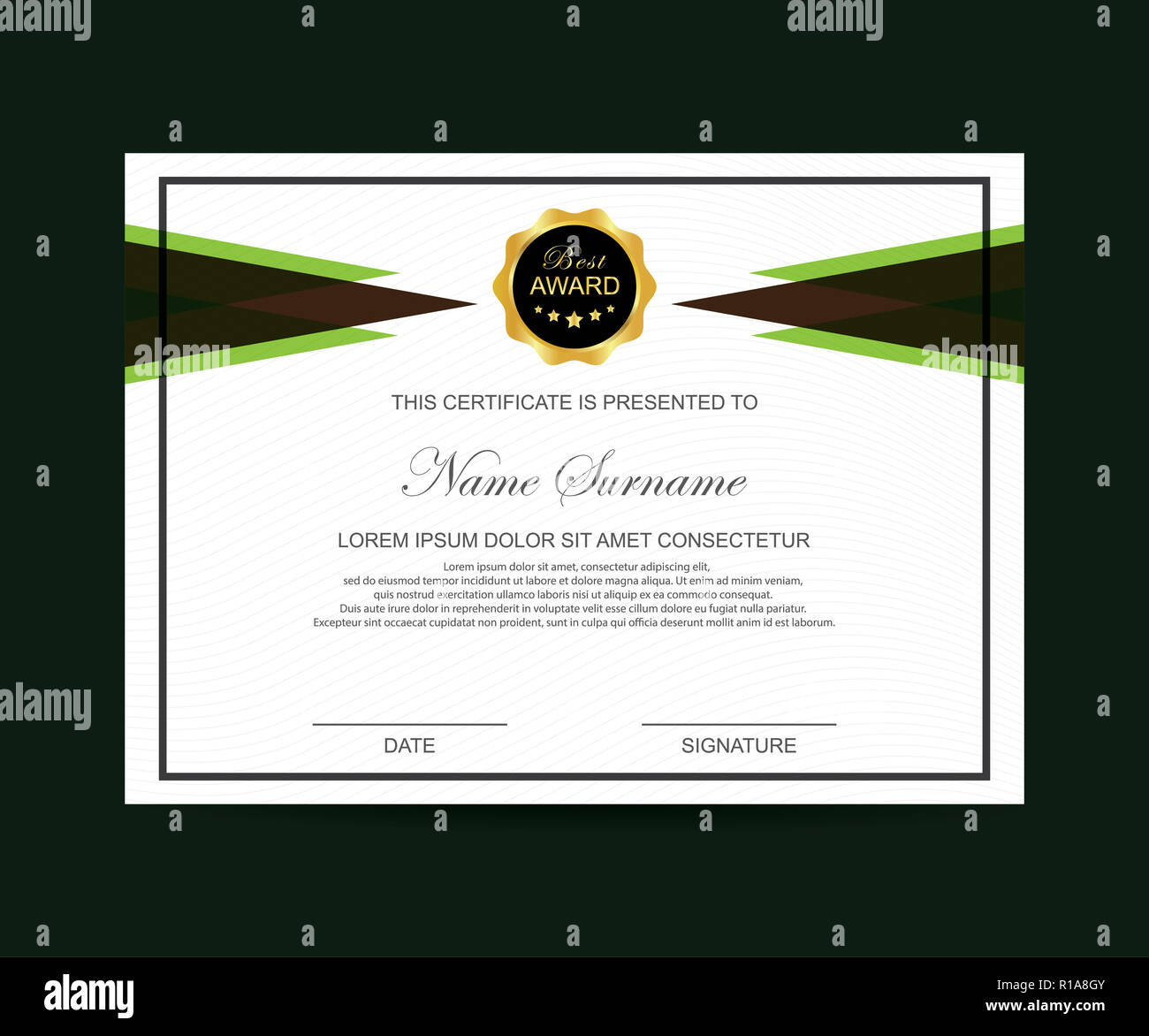 Modern Trendy Certificate Template Stock Photo Alamy