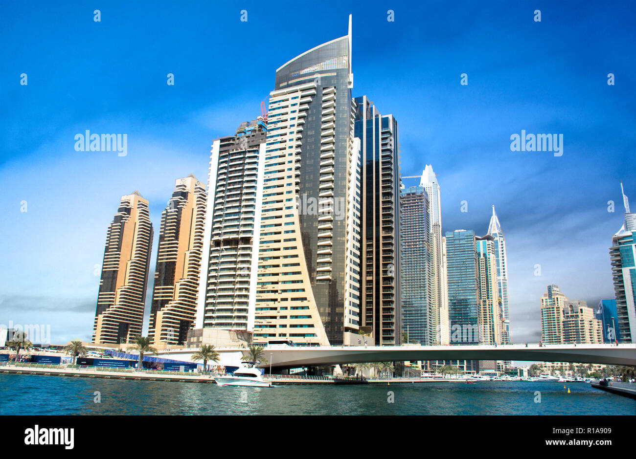 Dubai Marina Modern Buildings landscape view, beautiful Architecture