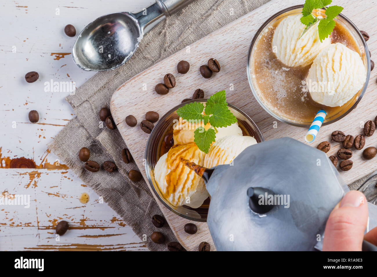Vanilla ice cream and coffee float Stock Photo Alamy