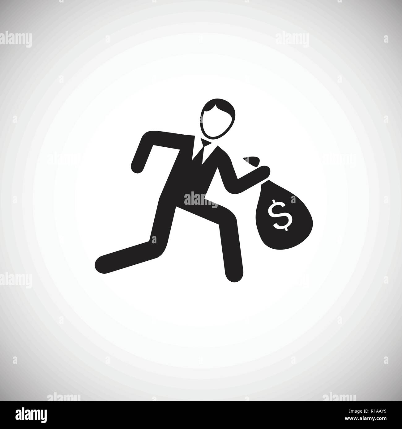 Businessman running with money bag on white background Stock Vector ...