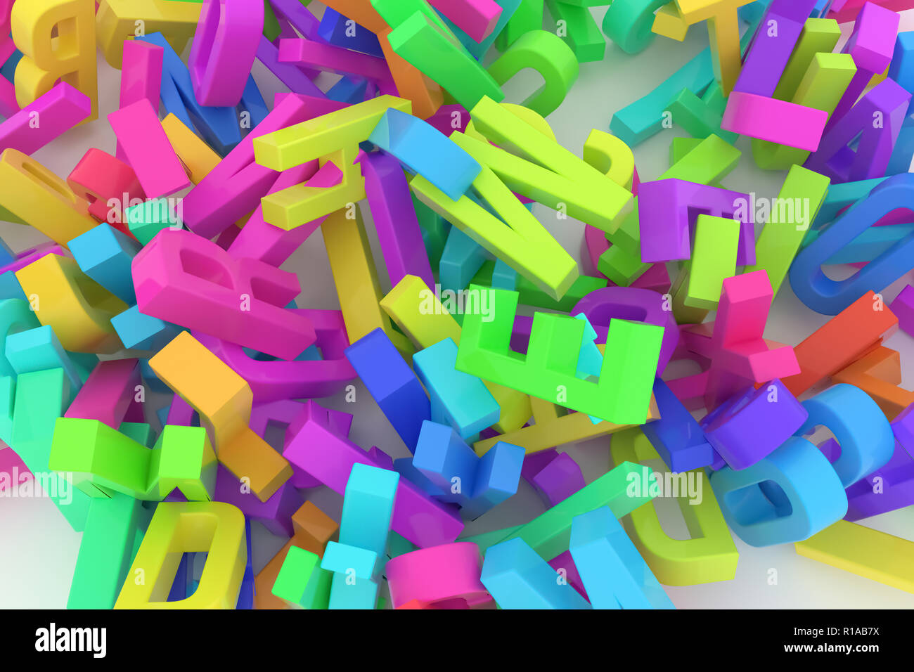 Alphabet, letter of ABC. Good for web page, wallpaper, graphic design,  catalog, texture or background. Colorful 3D rendering. Illustration, bunch,  com Stock Photo - Alamy