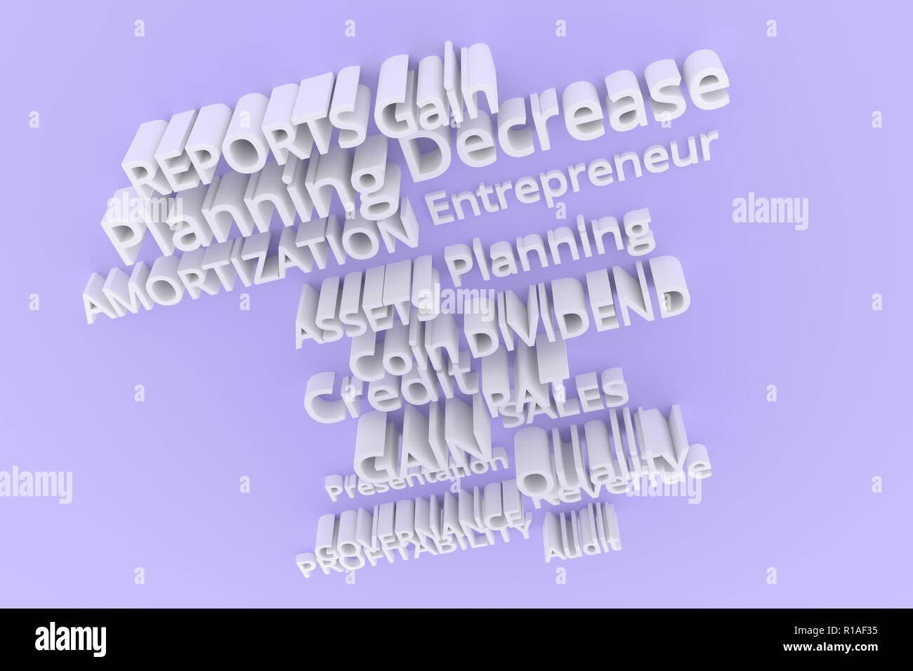 Keywords, business related, CGI typography. Gray or white 3D rendering ...