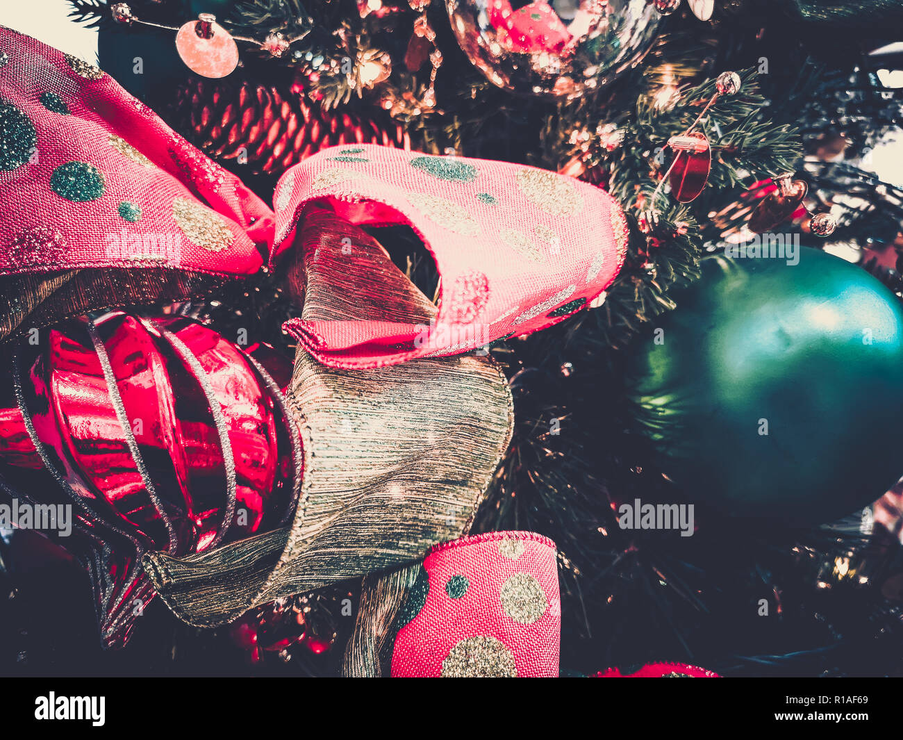 Christmas decorations on vintage style Stock Photo - Alamy