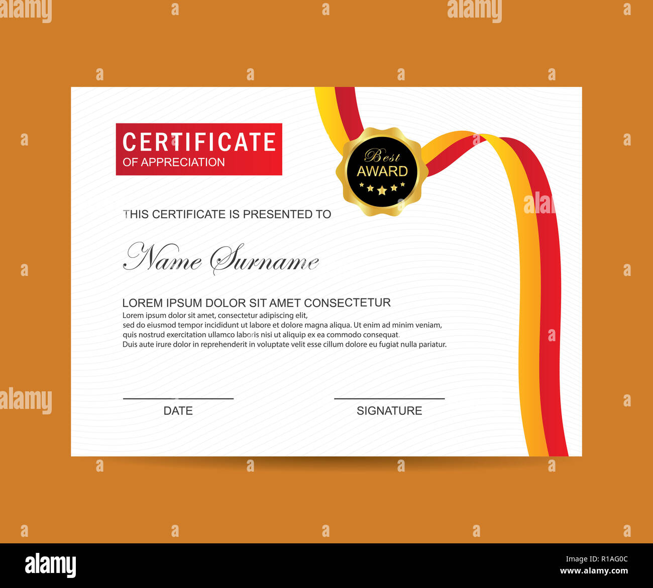 Certificate Template Vector Ribbon Vector High Resolution Stock Photography and Images - Alamy