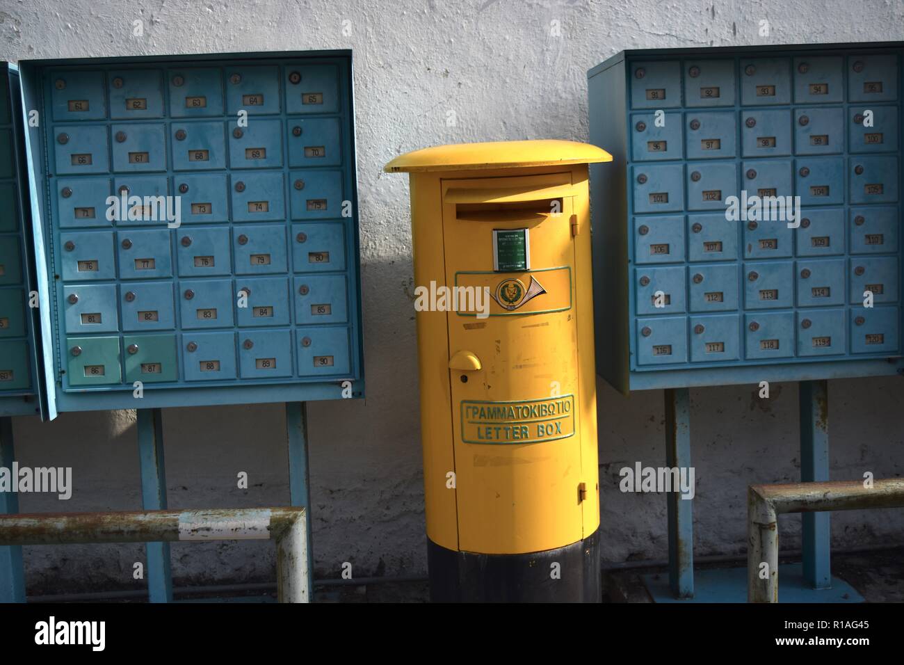 Post boxes in Cyprus village Stock Photo Alamy