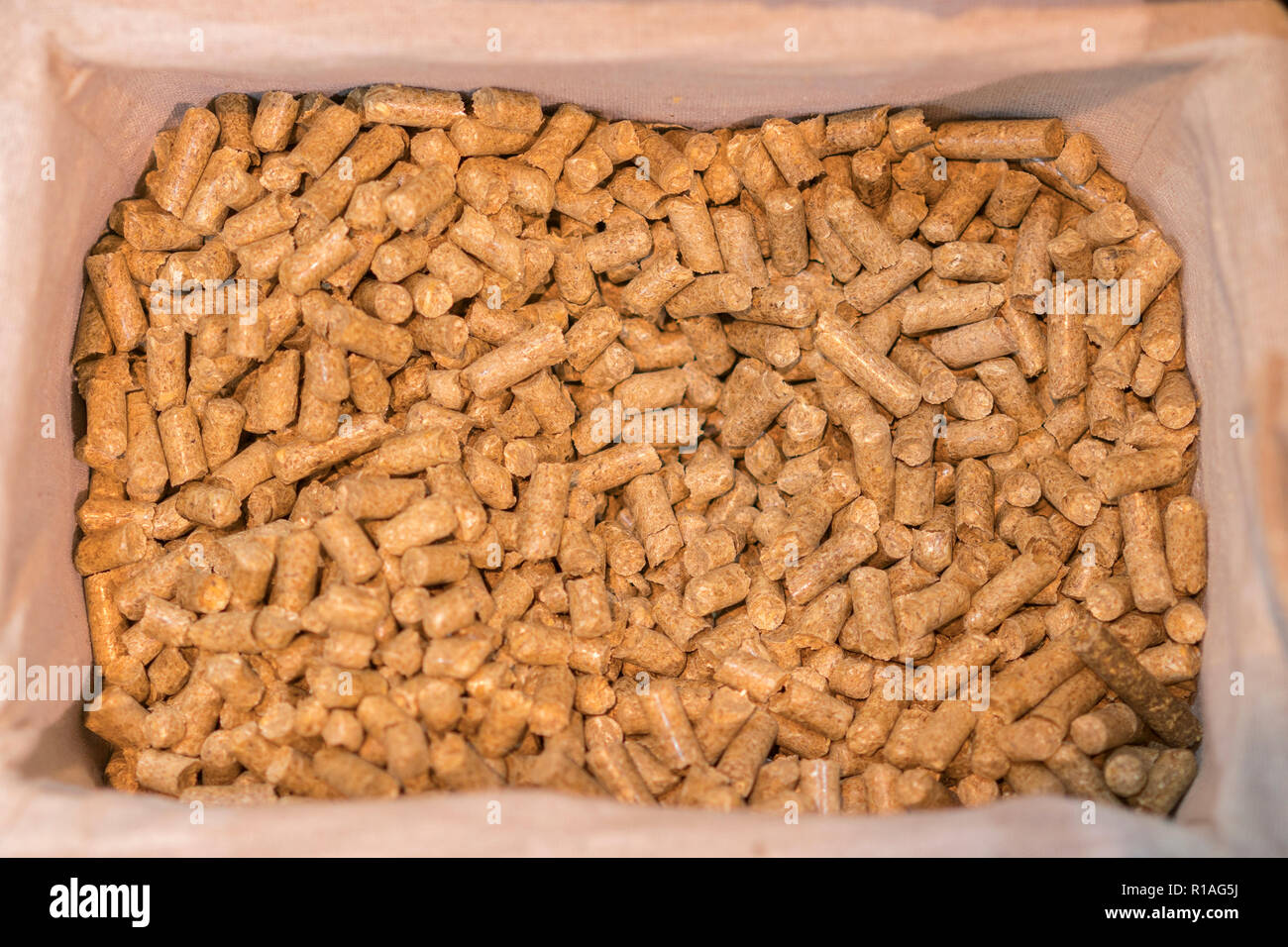 Pellets Biomass- close up studio shot. macro shot of energy efficient ...
