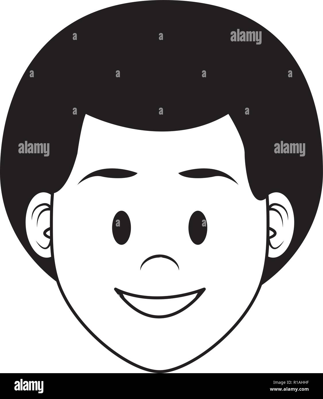 Man afro face with beard cartoon in black and white vector illustration ...