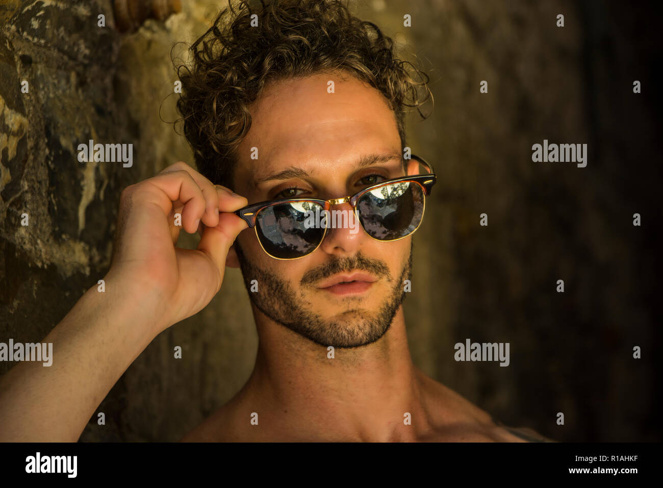 Headshot handsome unshaved man hi-res stock photography and images - Alamy