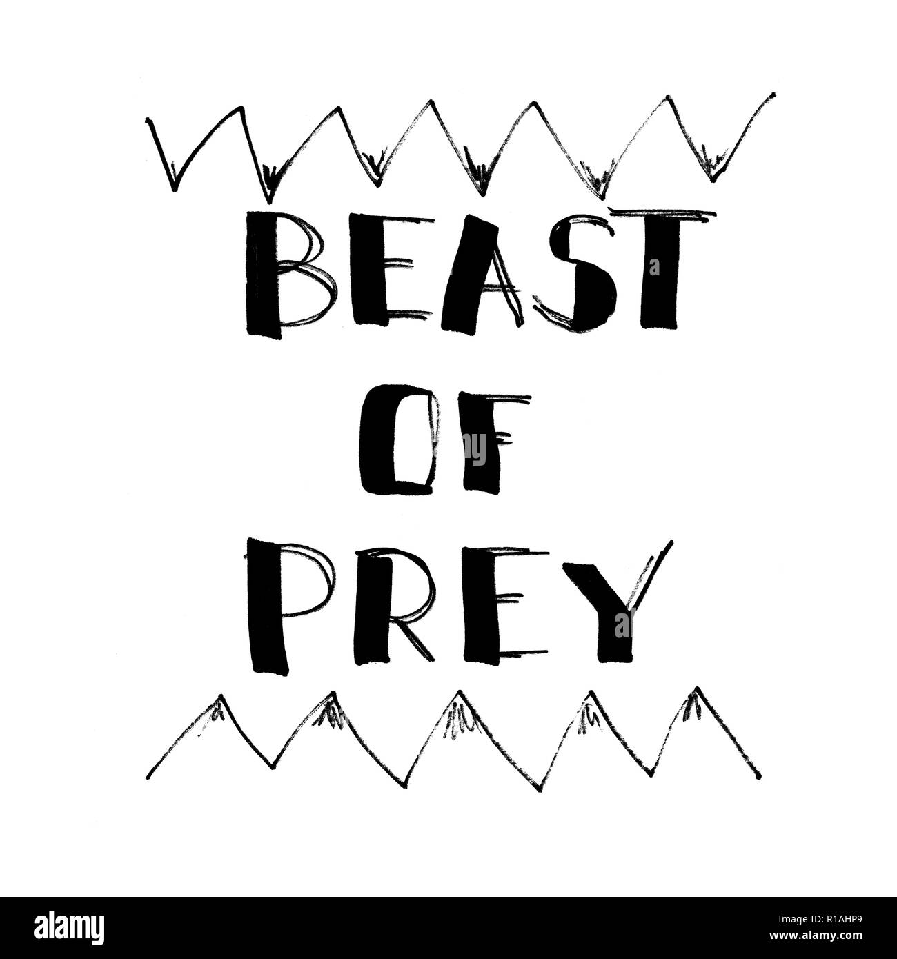 Beast Of Prey - Lettering, comic design for t-shirt or poster Stock Photo