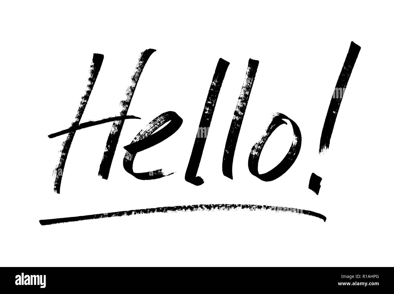 Hello! - Modern calligraphy, marker pen lettering Stock Photo - Alamy