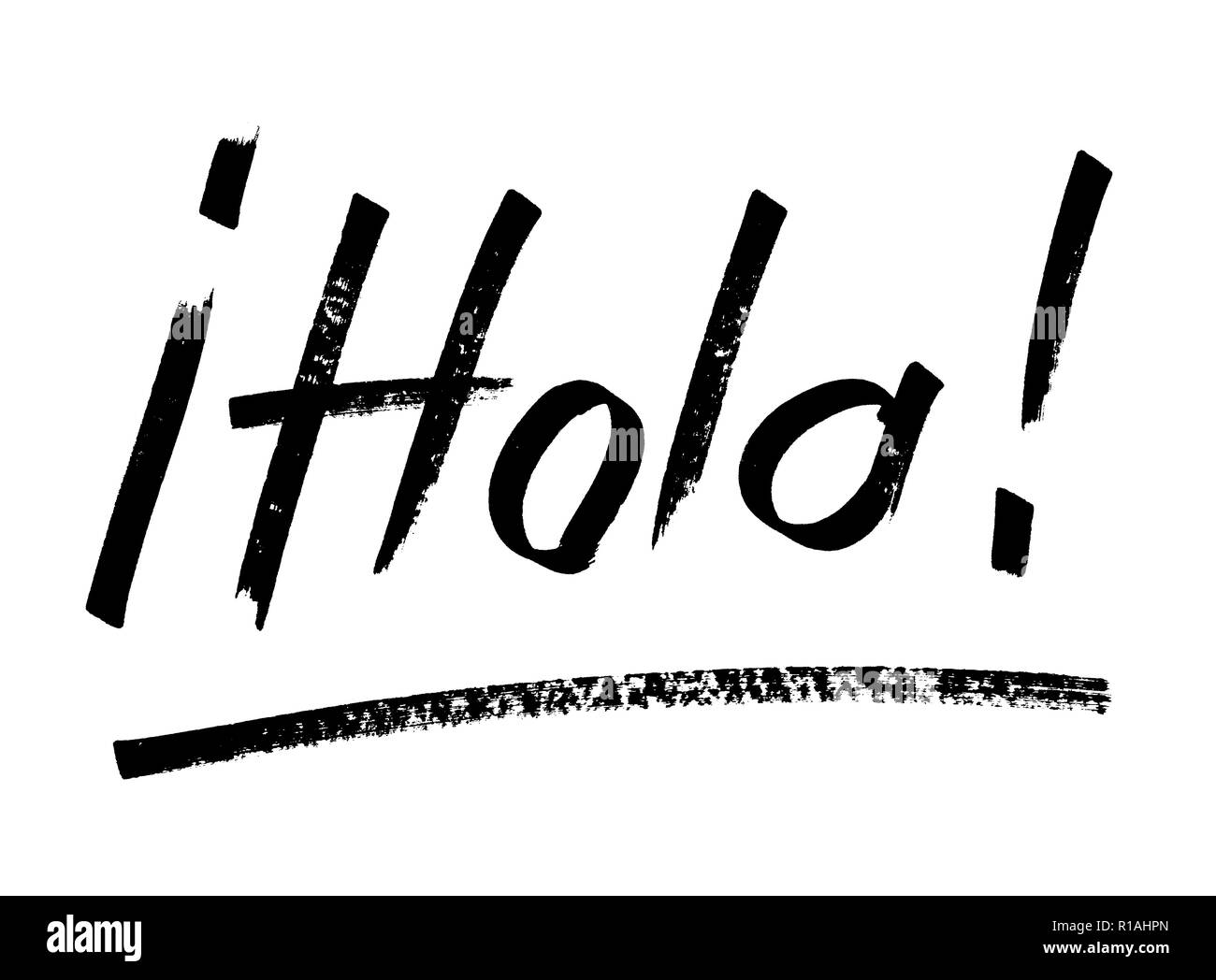 Hola! - marker pen lettering. (Hola = Hello in Spanish) Stock Photo