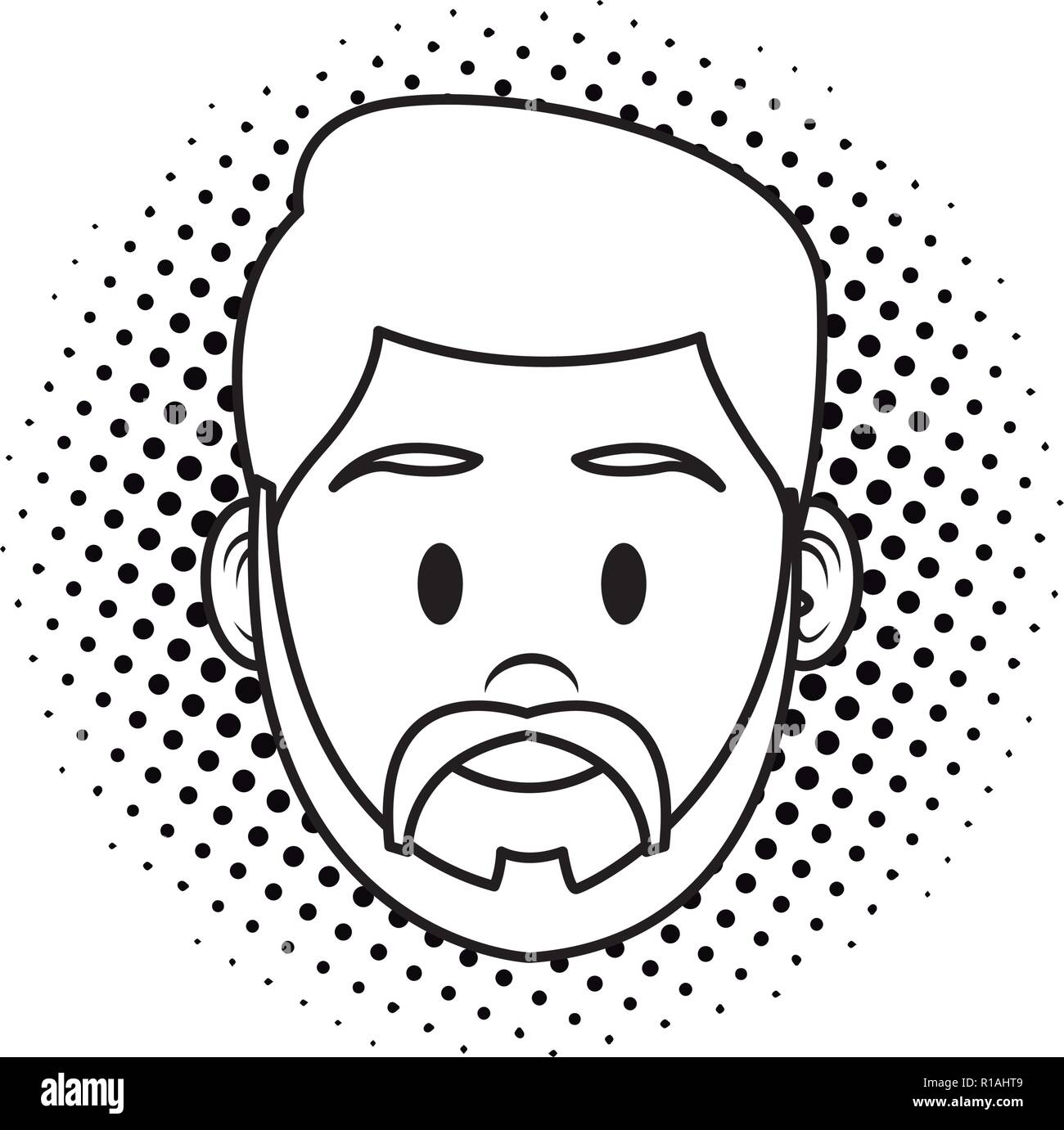 Man face with beard cartoon over dotted background vector illustration ...