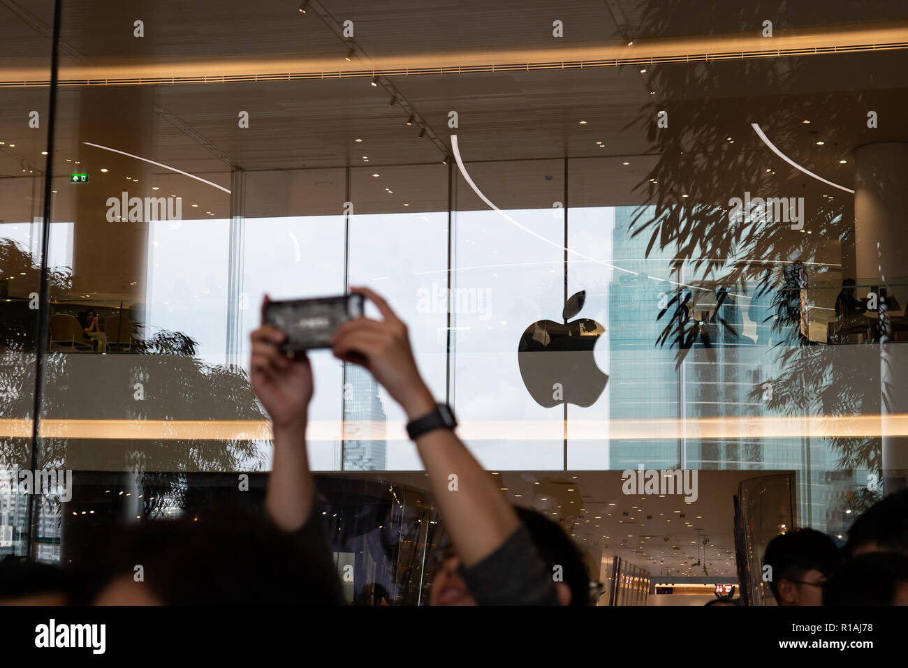 Bangkok, Thailand - November 10, 2018: Apple logo at Apple Store Iconsiam in Bangkok, Thailand Stock Photo