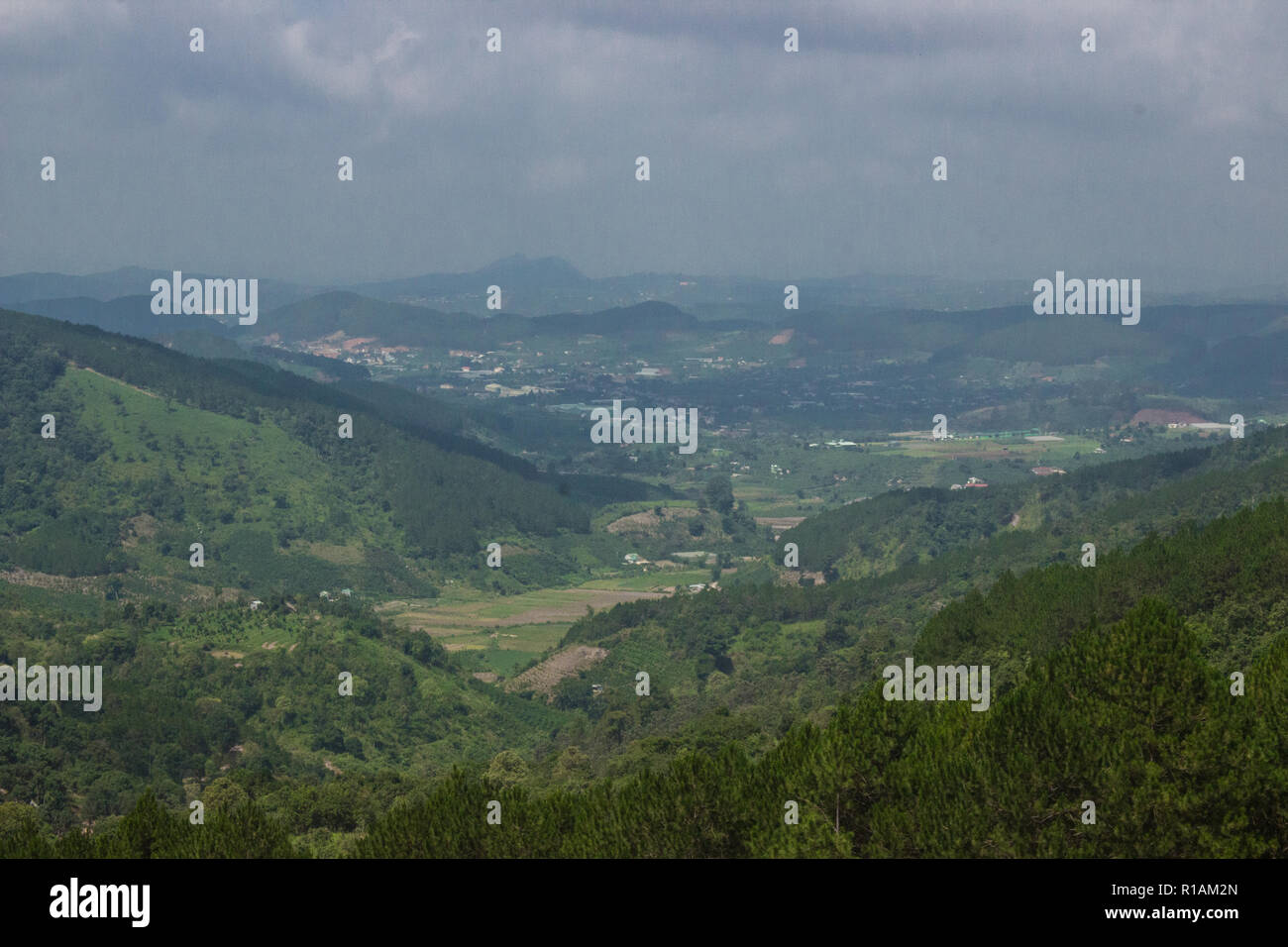 panorama of a mountain valley at dalat vietnam Stock Photo
