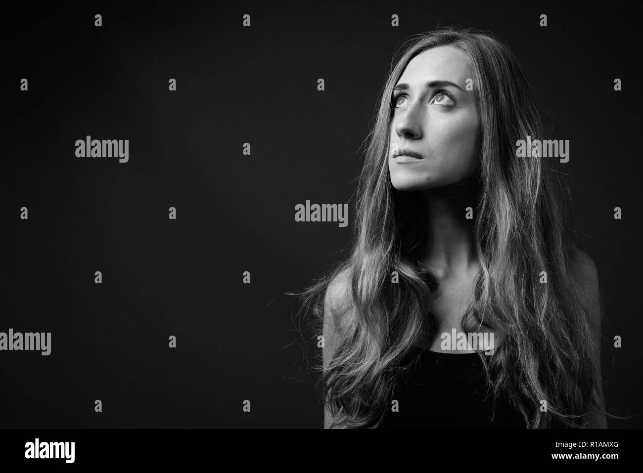 Young beautiful woman ready for gym in black and white Stock Photo - Alamy