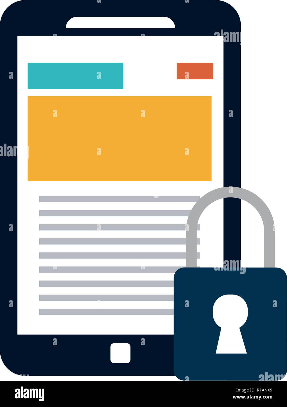Smartphone with padlock security system vector illustration graphic ...