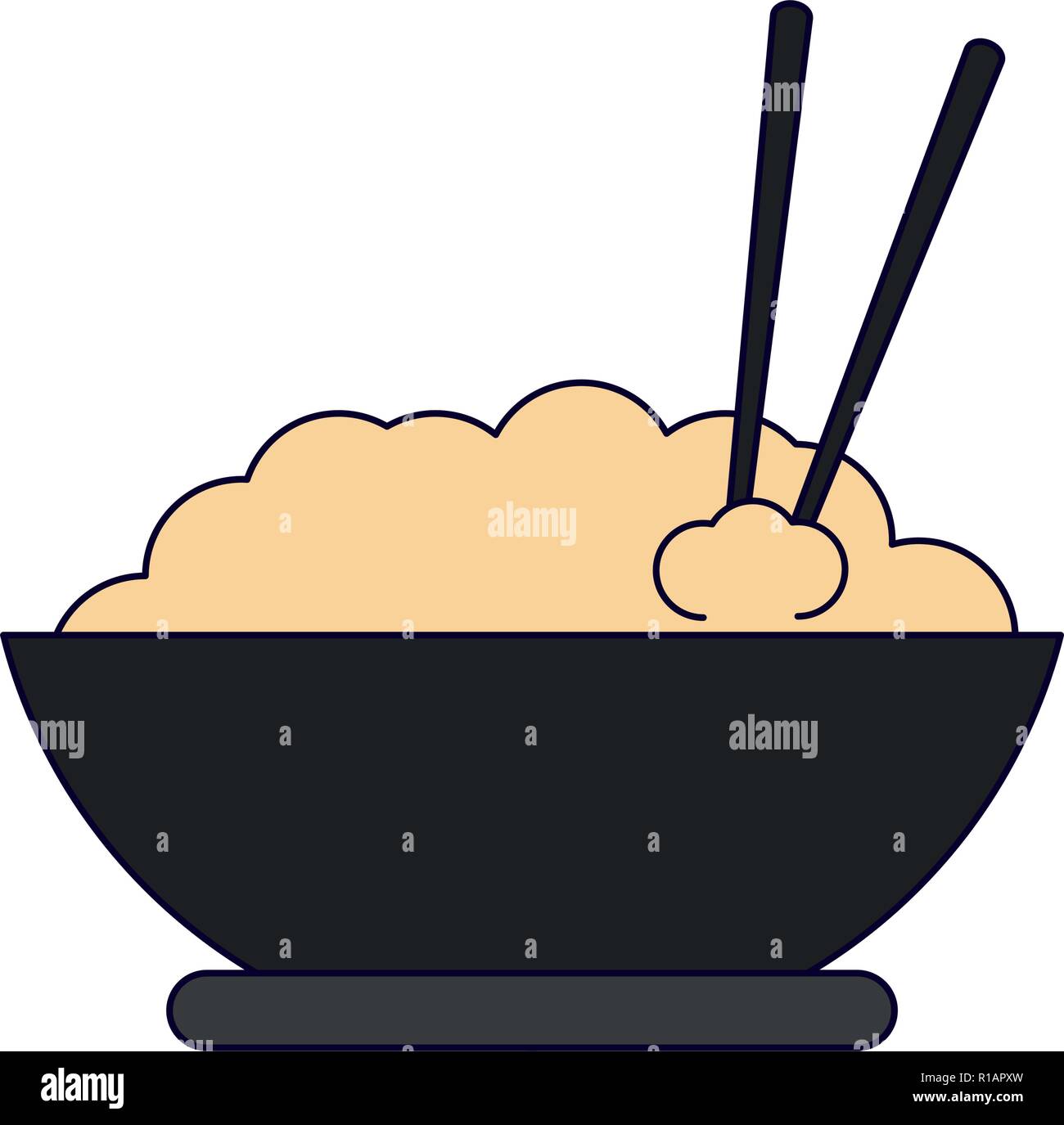 Rice bowl with chopsticks vector illustration graphic design Stock