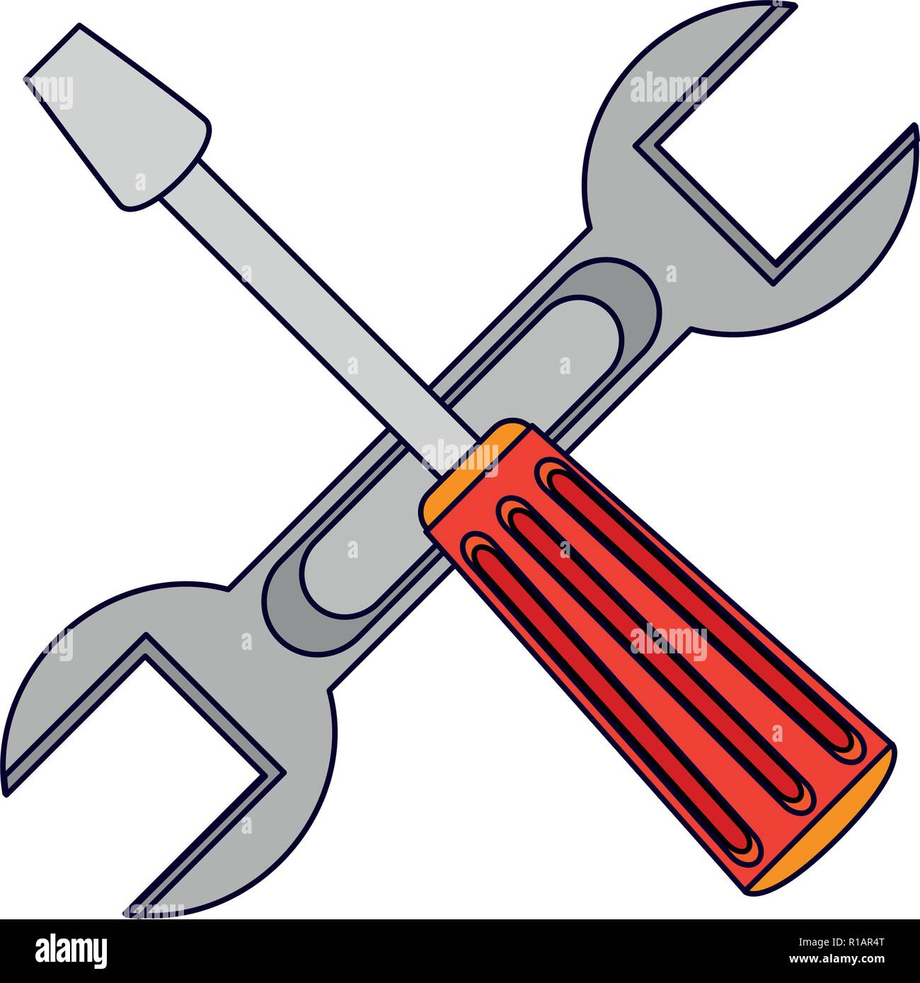 wrench and screwdriver crossed symbol vector illustration graphic