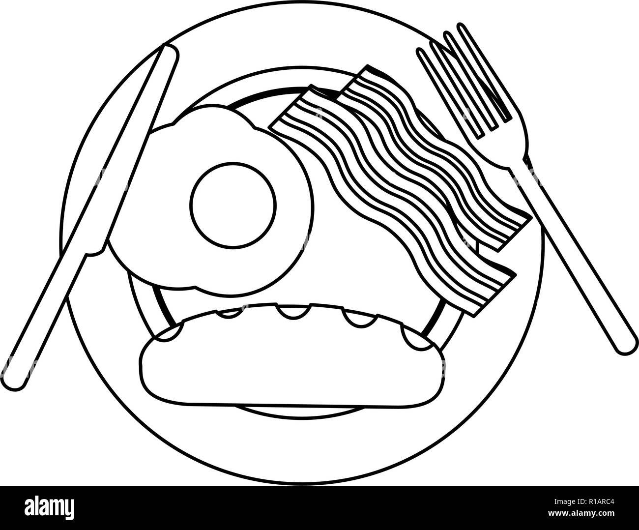 American breakfast on with cutlery vector illustration graphic design ...